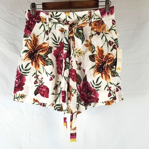NWT C&C California Floral Linen Shorts - Picture 1 of 10